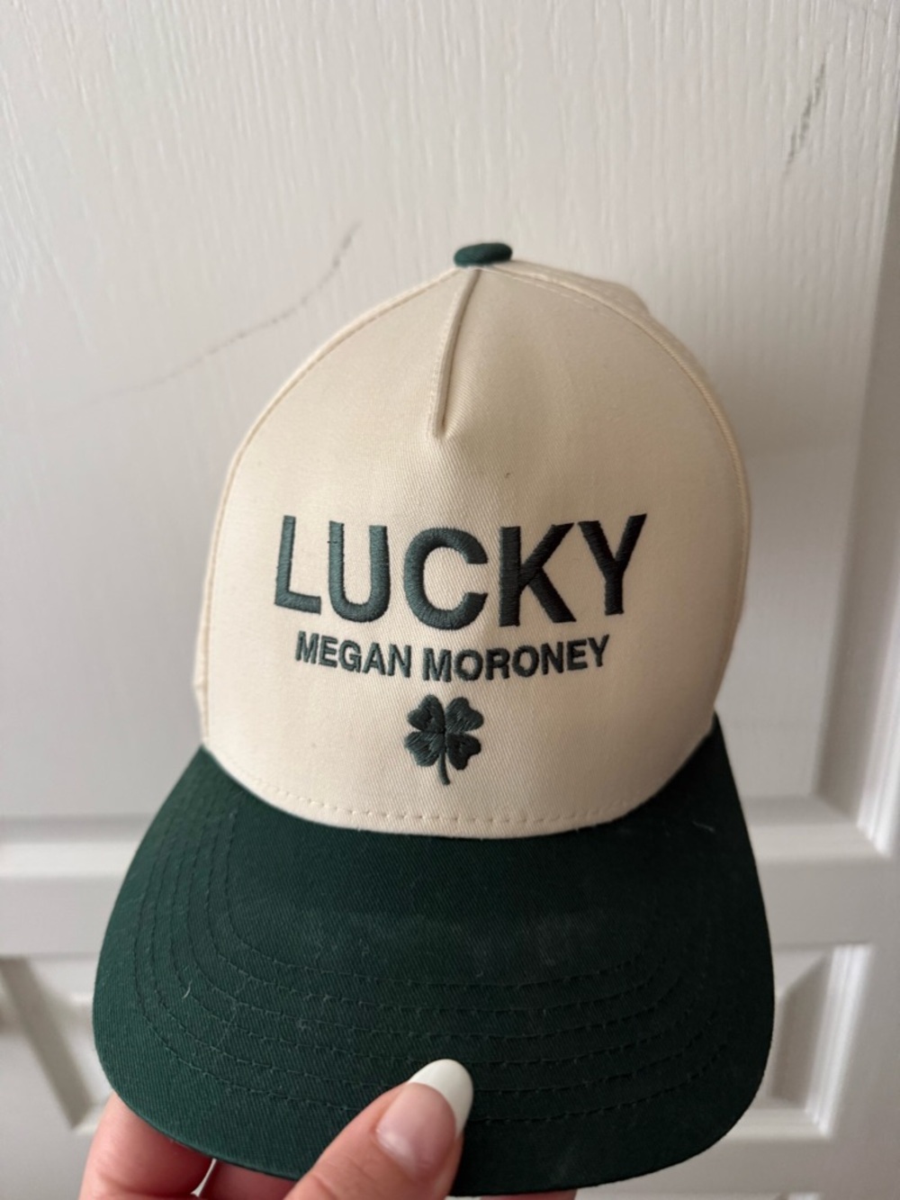 LUCKY Megan Moroney Two-Tone Baseball Cap - Cream & Dark Green - Picture 4 of 4